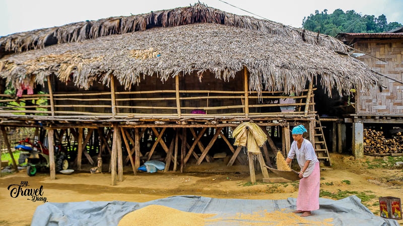 An young woman busy in her household work in Ledum Village_Arunachal Pradesh