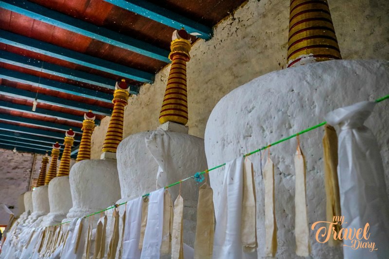 Ancient stupas at Urgelling Monastery in Tawang, Arunachal Pradesh
