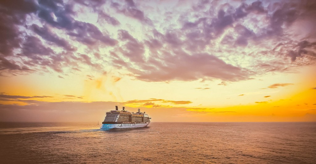 The Gorgeous sunset captured well with the cruise ship