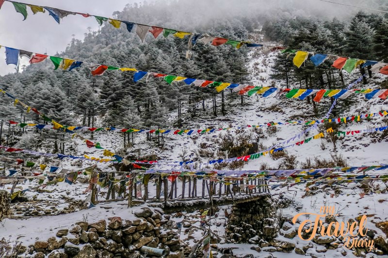 Snow covered landscape of Sela Pass, Tawang, Arunachal Pradesh