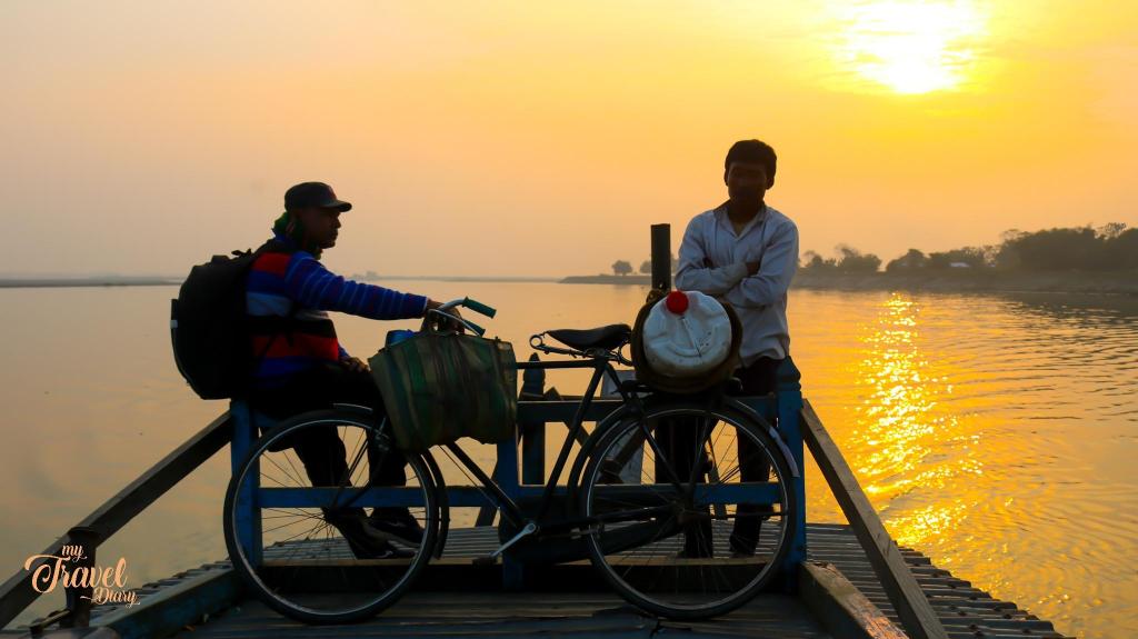People traveling to Majuli by ferry