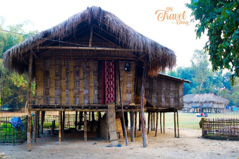 A typical Mishing Chang Ghar (Stilt House) in Majuli
