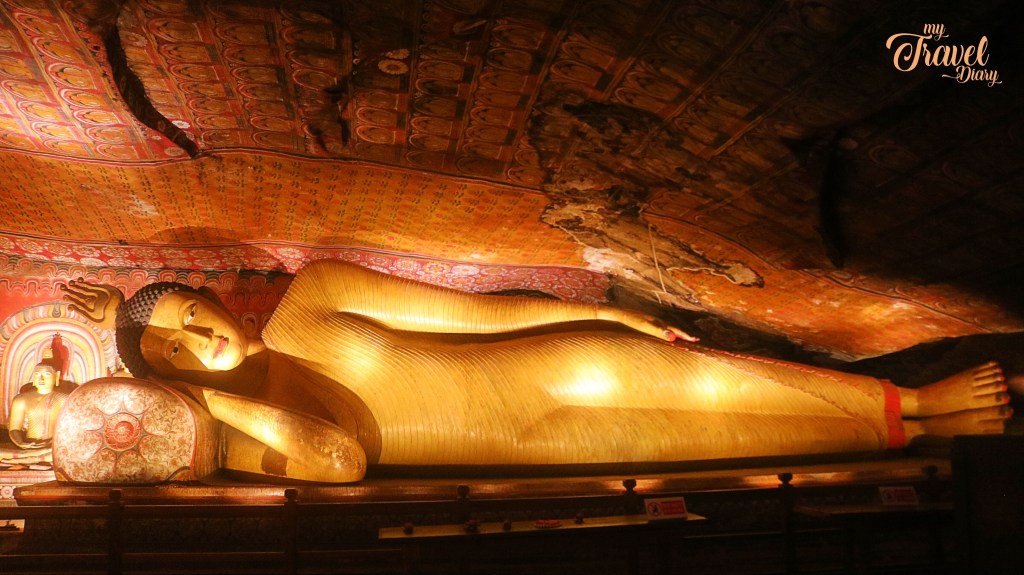 Reclining Buddha inside one of the caves at Dambulla cave temple