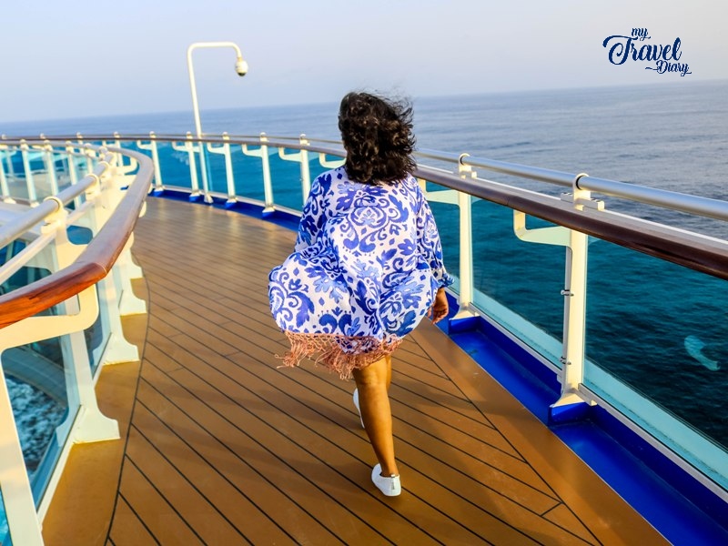 Walking on the deck of the Princess Cruises