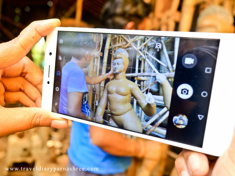 Skilled artisan during Durga Idol Making process in Delhi